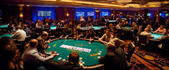 Boivin at the WSOP table with a large stack of chips.